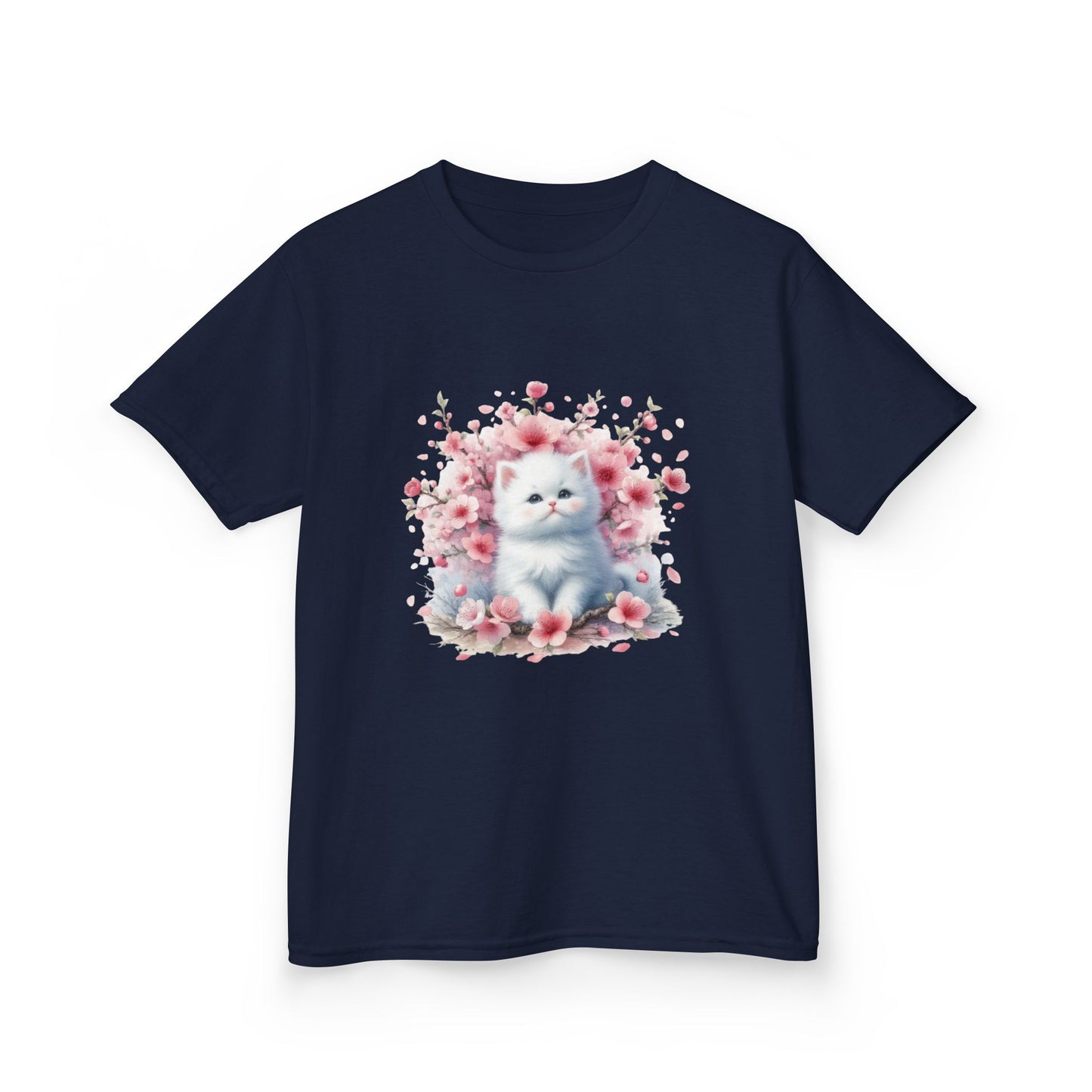 Adorable Floral Kitten Kids Tee