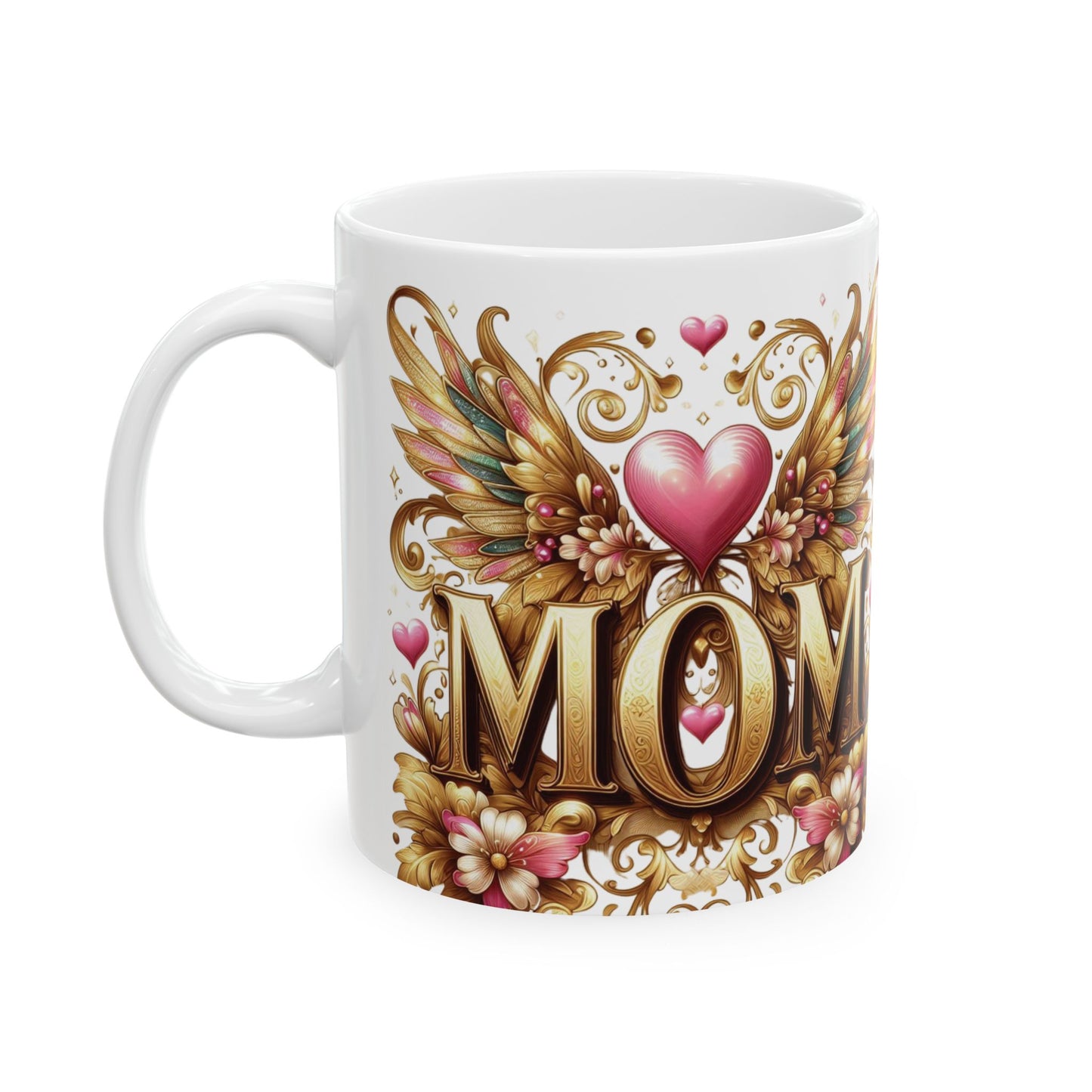 Mom's Golden Whisper Floral Kiss Coffee Mug