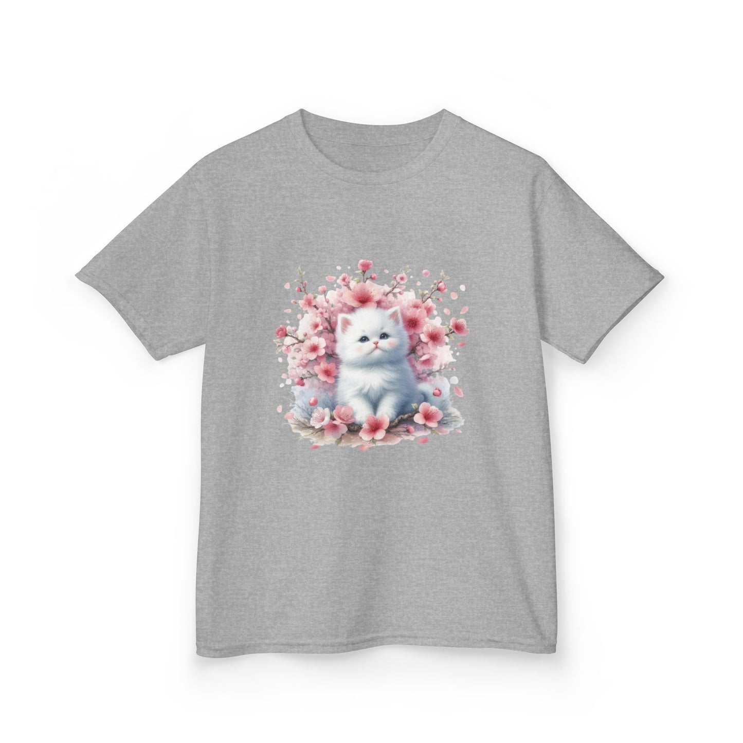 Adorable Floral Kitten Kids Tee