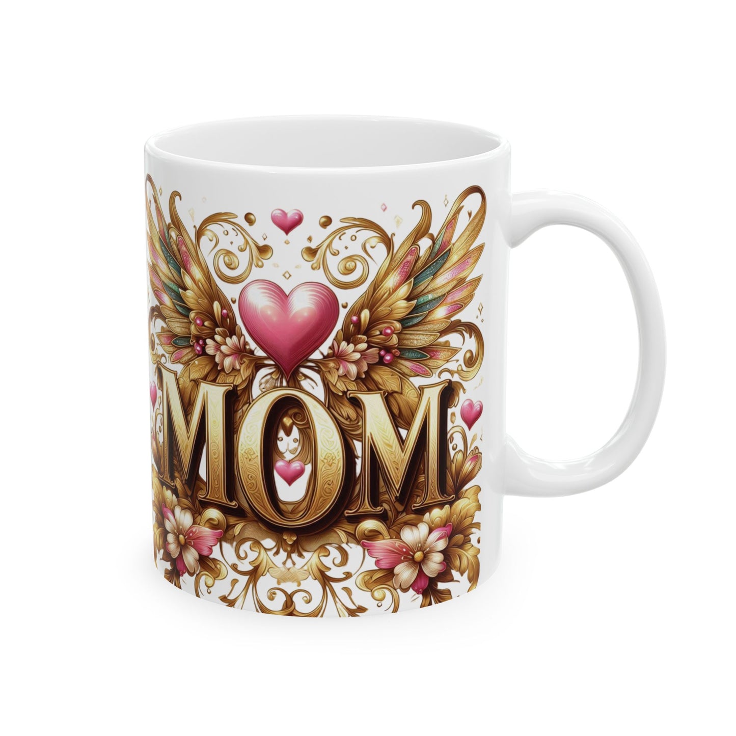 Mom's Golden Whisper Floral Kiss Coffee Mug