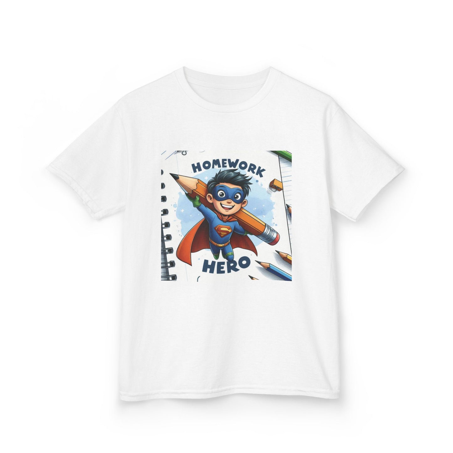 Superhero Homework Hero Kids Tee