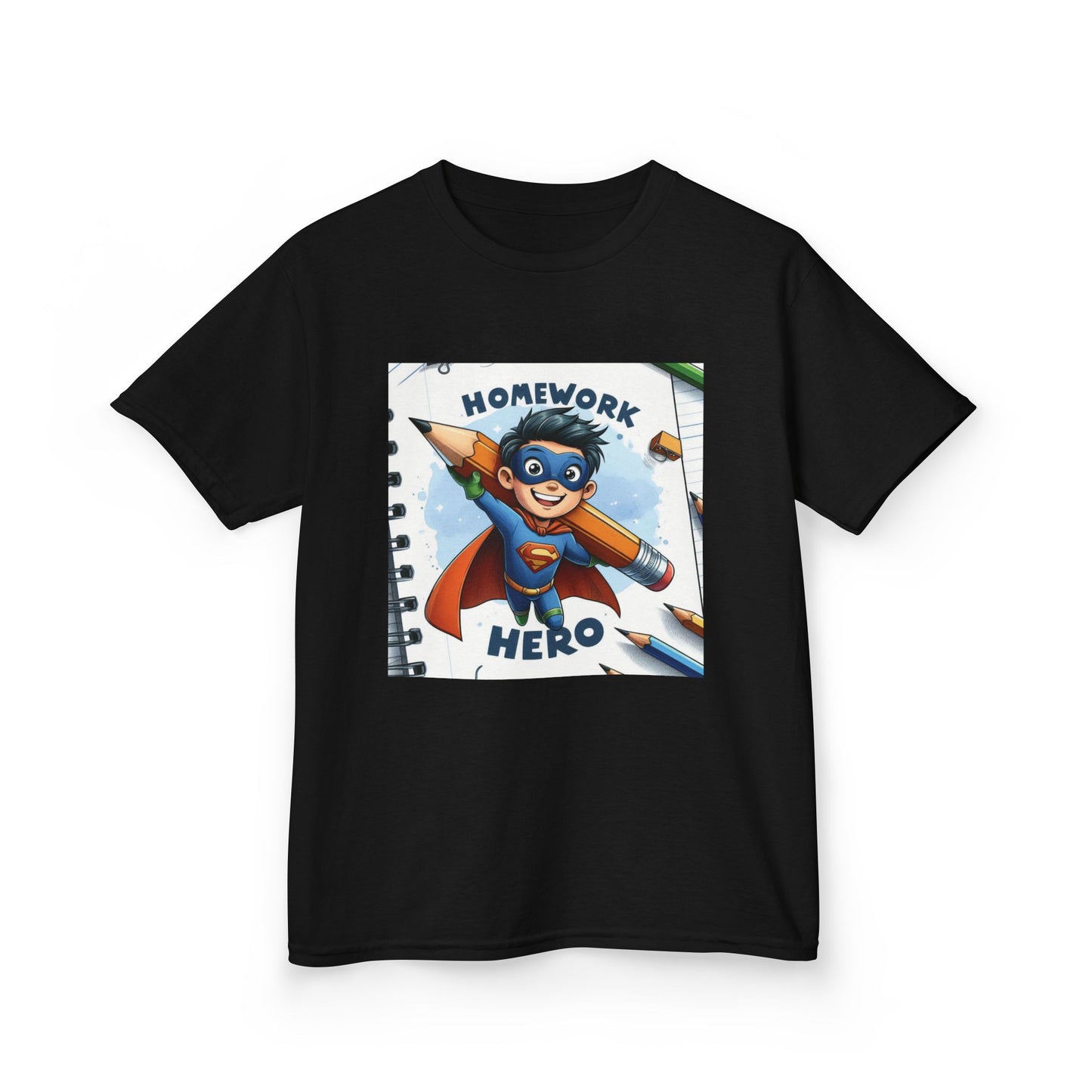 Superhero Homework Hero Kids Tee