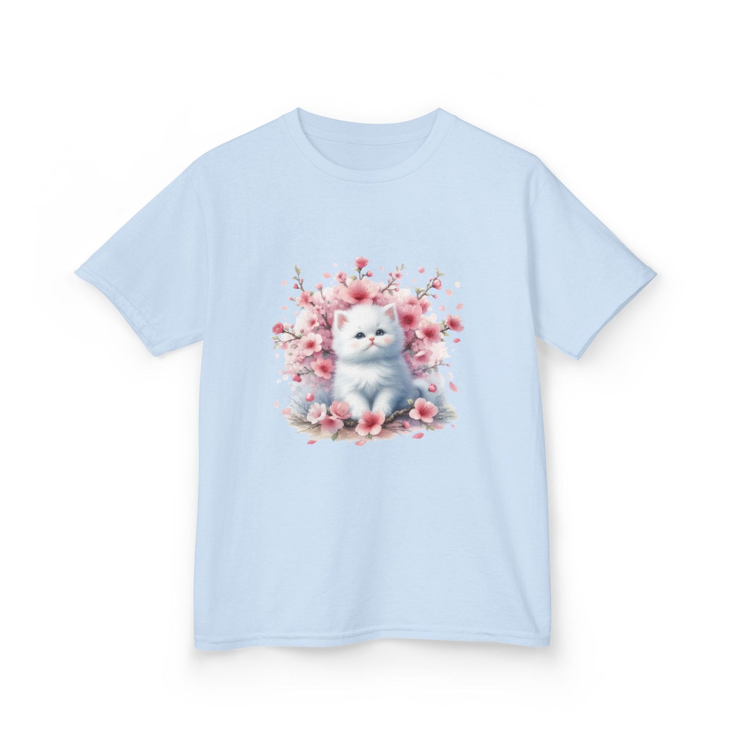 Adorable Floral Kitten Kids Tee