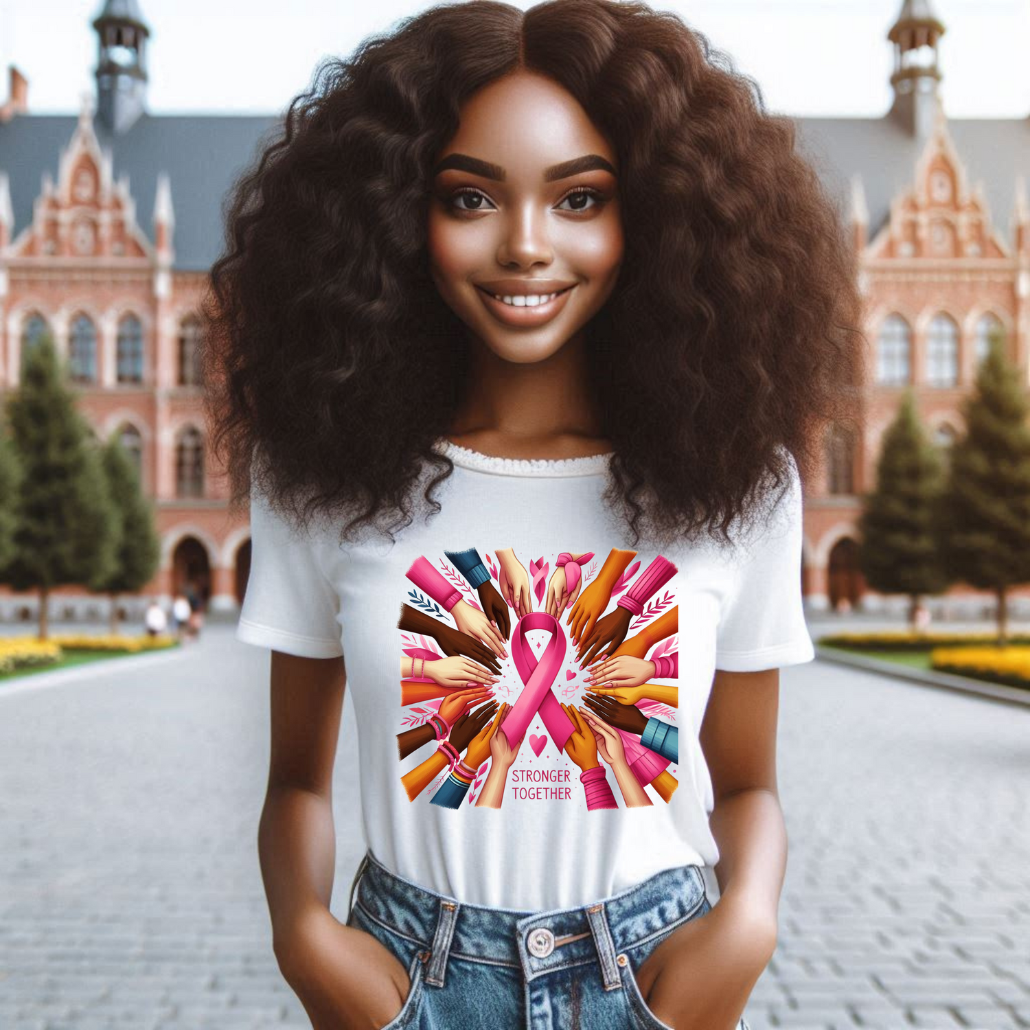 This design beautifully blends symbolism and sentiment to honor the fight against breast cancer