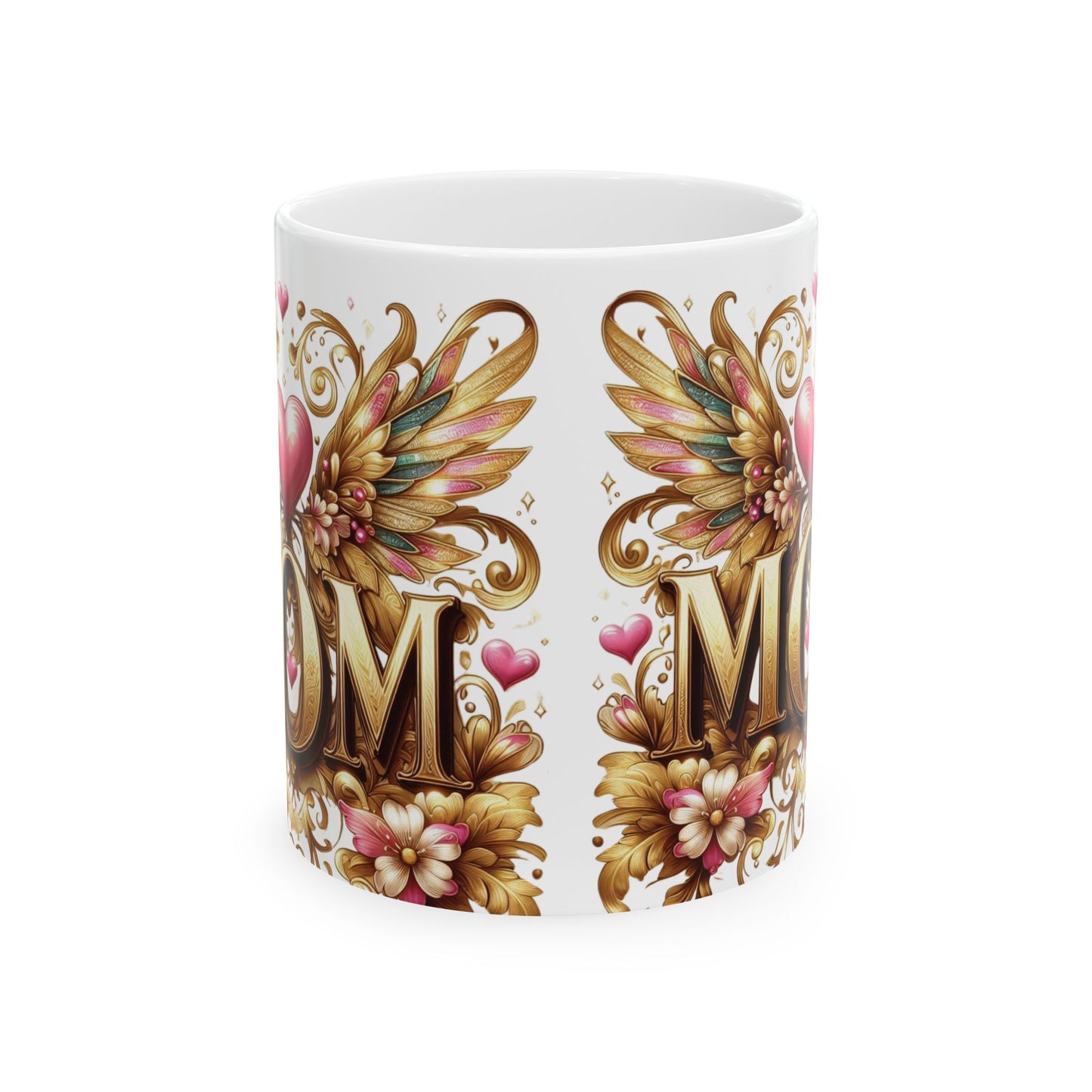 Mom's Golden Whisper Floral Kiss Coffee Mug