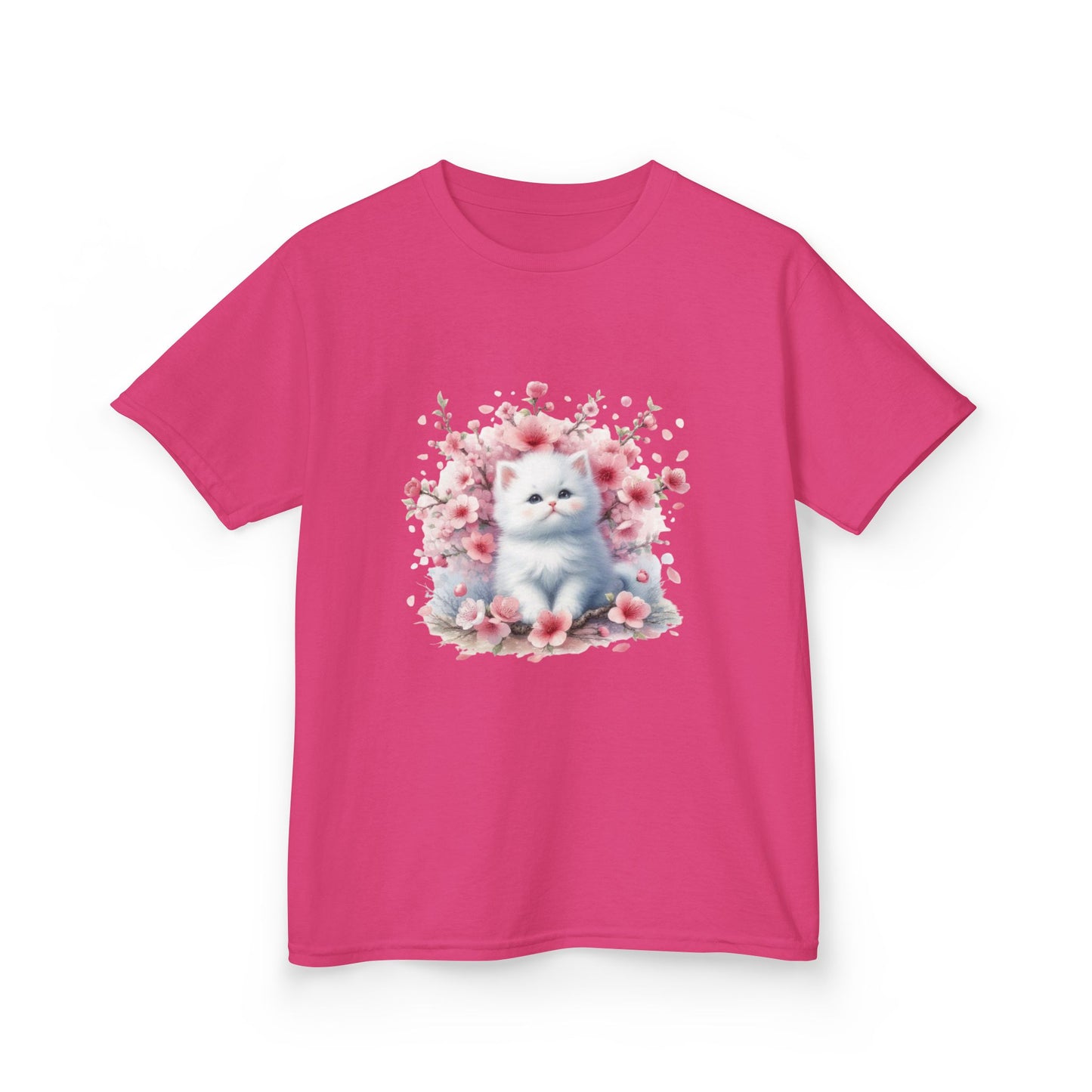 Adorable Floral Kitten Kids Tee