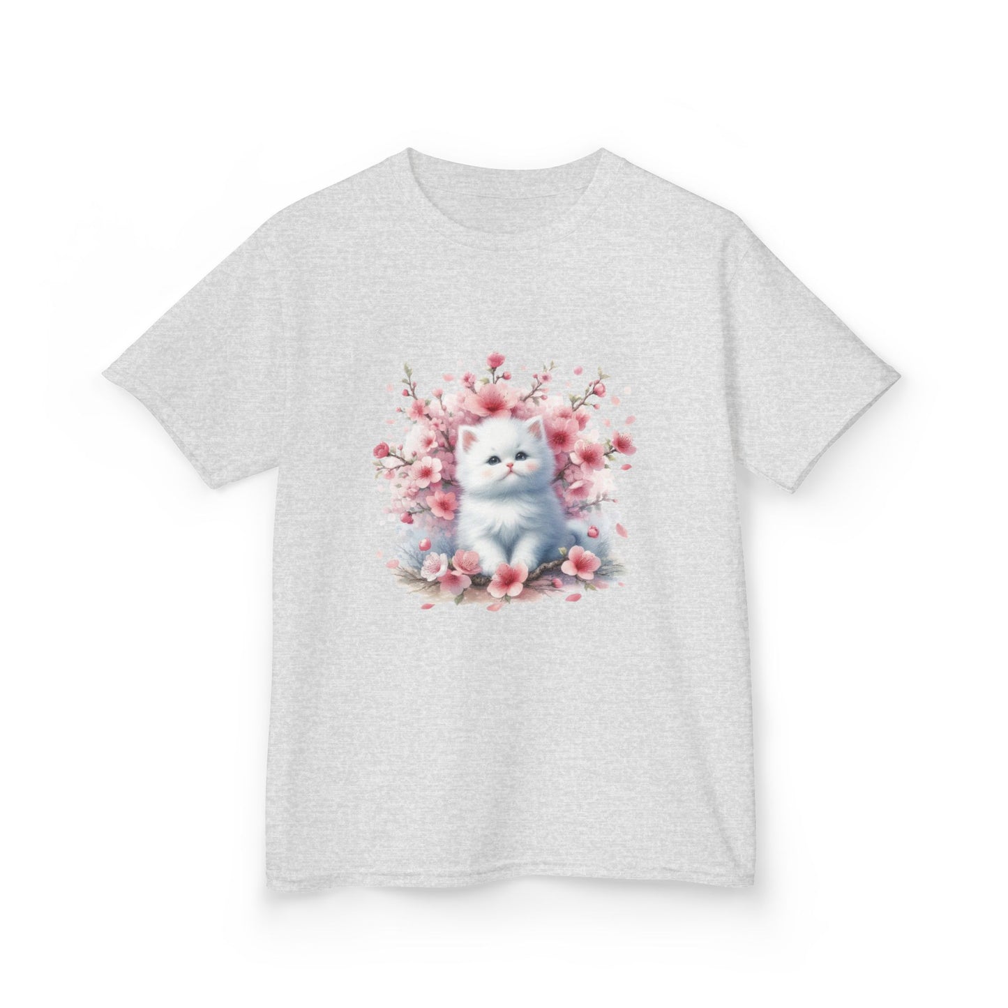 Adorable Floral Kitten Kids Tee