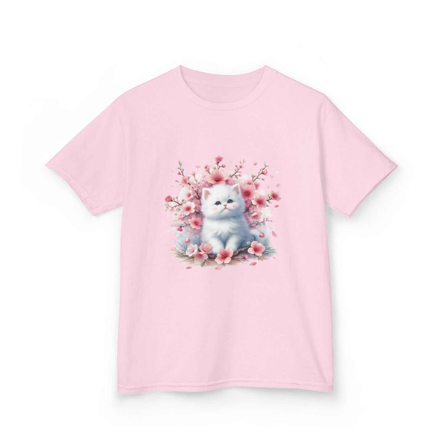 Adorable Floral Kitten Kids Tee