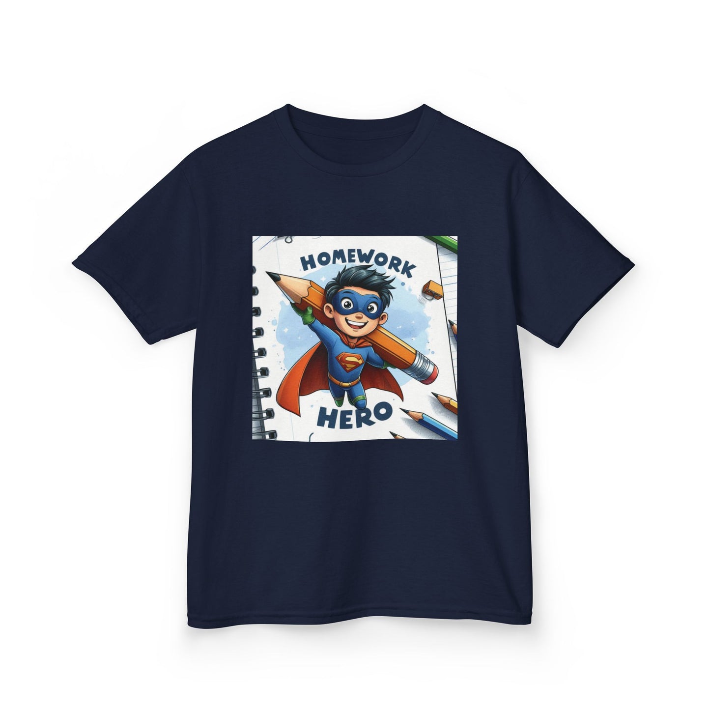 Superhero Homework Hero Kids Tee
