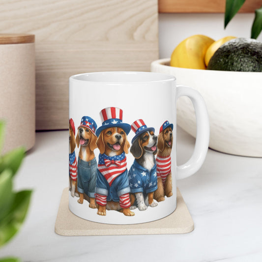 Red, White, Blue Dog Mug