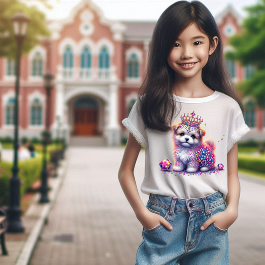 Sparkly Pink Puppy Kids Tee